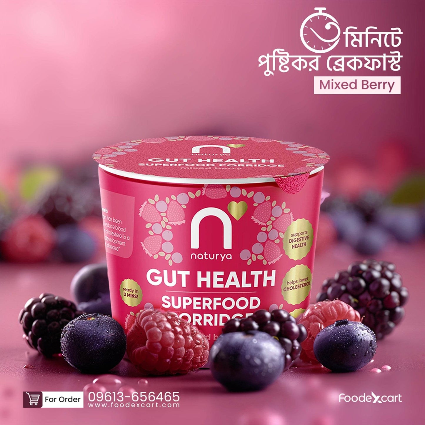 Naturya Superfood Porridge Gut Health Mixed Berry - Foodexcart
