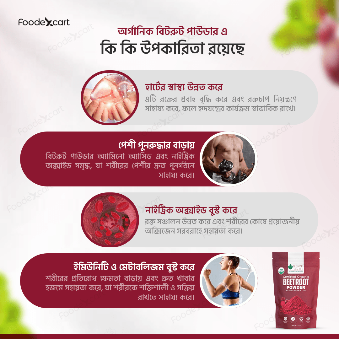 Bliss of Earth Organic Beetroot Powder - Pure Nutrient Boost - Foodexcart