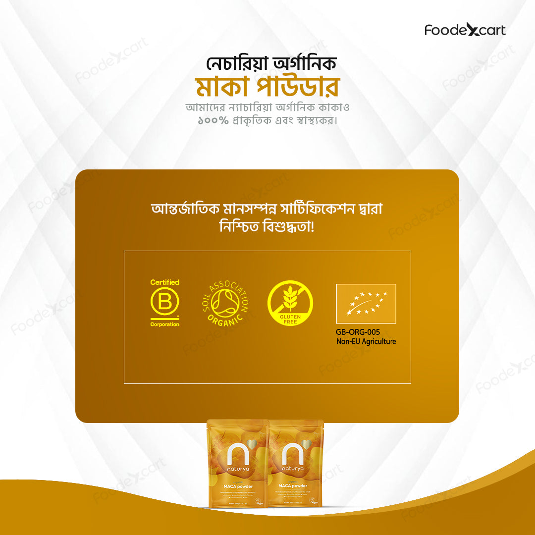 Product packaging with certification logos on a white background